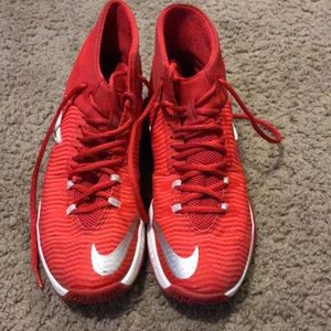 Red Nike basketball shoes